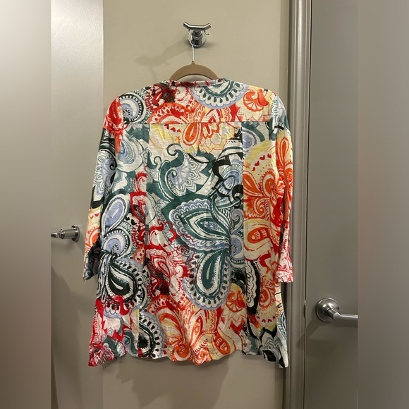 Chico’s 3/4 Sleeve Top 1 Prismatic Multicolor Cotton - Picture 2 of 9